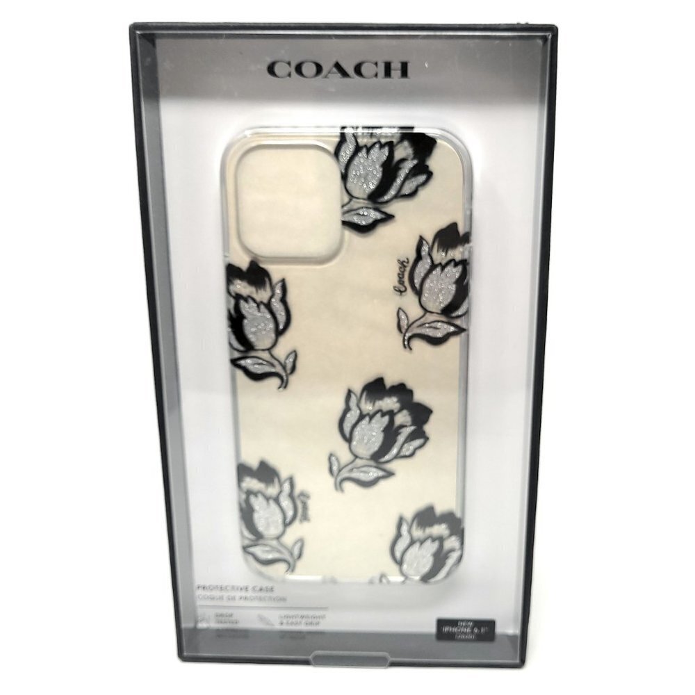 Coach Accessories | Coach Slim Clear Case For Apple Iphone 12 / Iphone 12 Pro (6.1") - Dessert Tulip | Color: Black/Silver | Size: Os