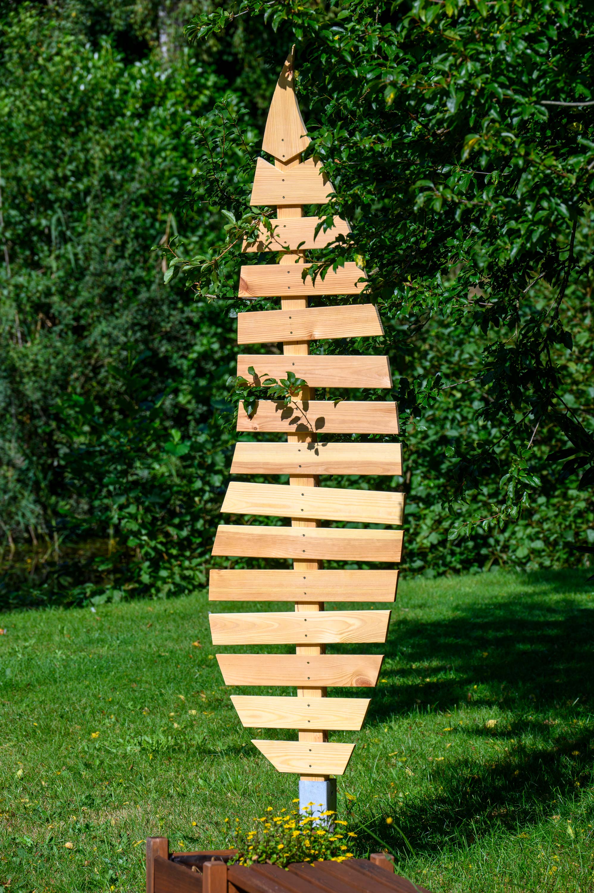 Rankhilfe DOBAR "Großes Design-Rankgerüst "Bambus"", natur, B:49cm H:197cm T:6cm, Massivholz, Metall, Rankhilfen, 49 x 6 x 197 cm (L x B x H)