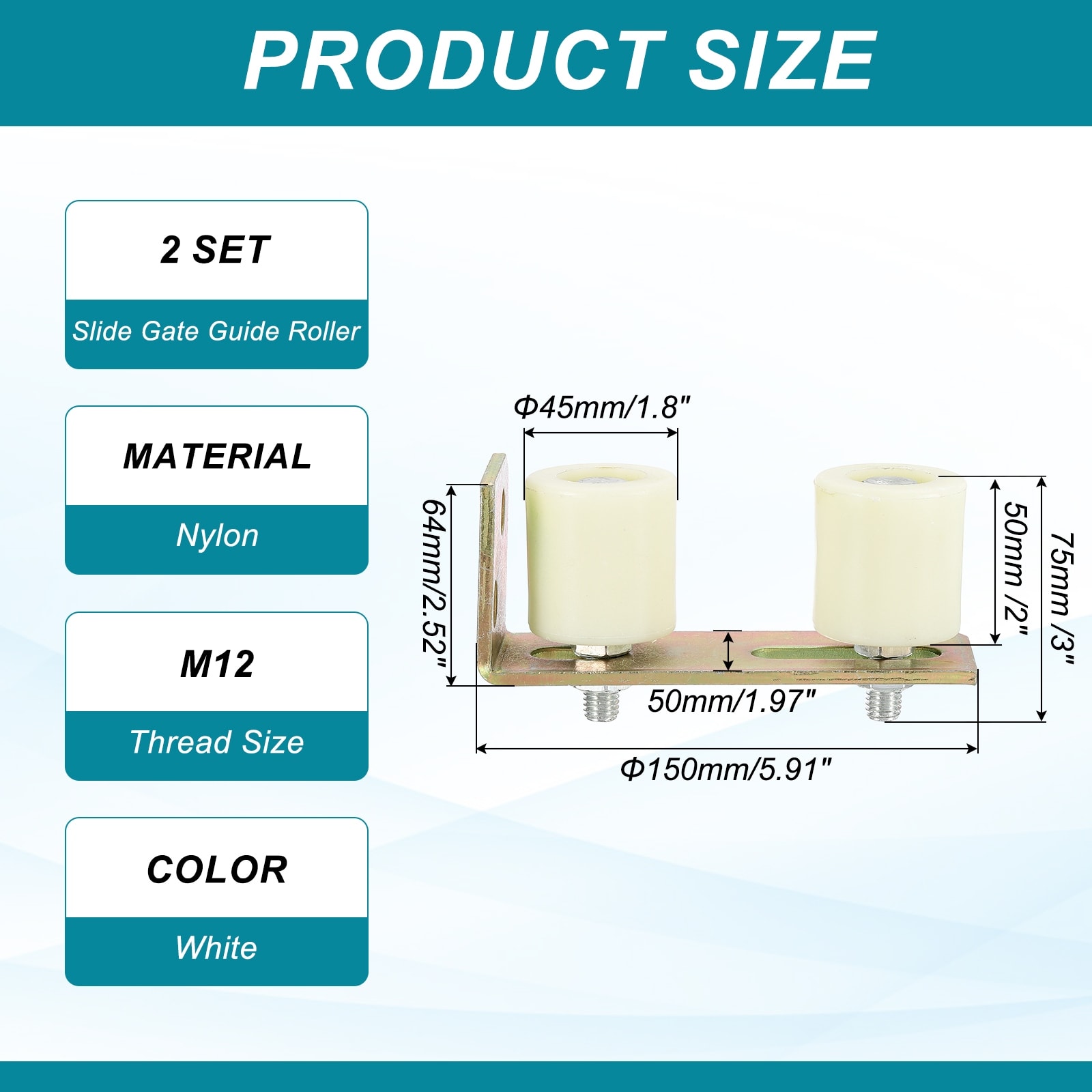 Slide Gate Guide Roller Universal Adjustable Heavy Duty Sliding Gate Kit with L-Bracket for Sliding Rolling Gate