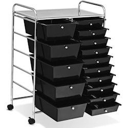 Costway Rollwagen, Metallrahmen, Rollbehälter, rollbar, Baderollwagen mit Bremsen, Kunststoff-Rollwagen Image