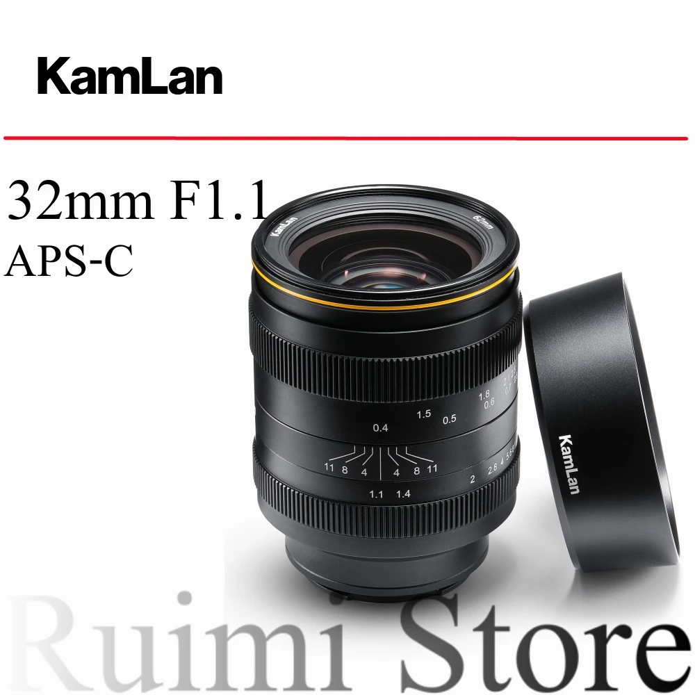 Kamlan 32 mm f1.1 APS-C Objektiv mit manuellem Fokus und großer Blende für spiegellose Sony E/ Canon M/ Fuji X/ M43-Kameras Image