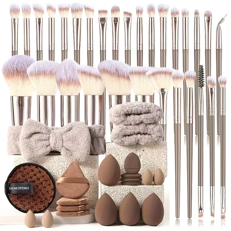 Premium-Make-up-Pinsel-Set, einschließlich Make-up-Pinsel, Haarband, Handgelenk, Schwamm, Ball, Puderquaste, Silikon, Reinigung, Make-up-Pinsel-Werkzeug Image