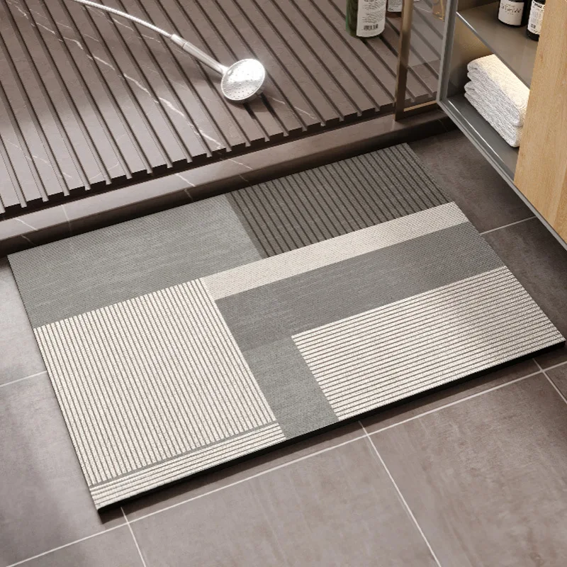 VIKAMA Badezimmermatte im einfachen Stil, Kieselgur, Haushalt, Badezimmer, Tür, wasserabsorbierend, schnell trocknend, pflegeleichte Fußmatten, Teppich 3 Image