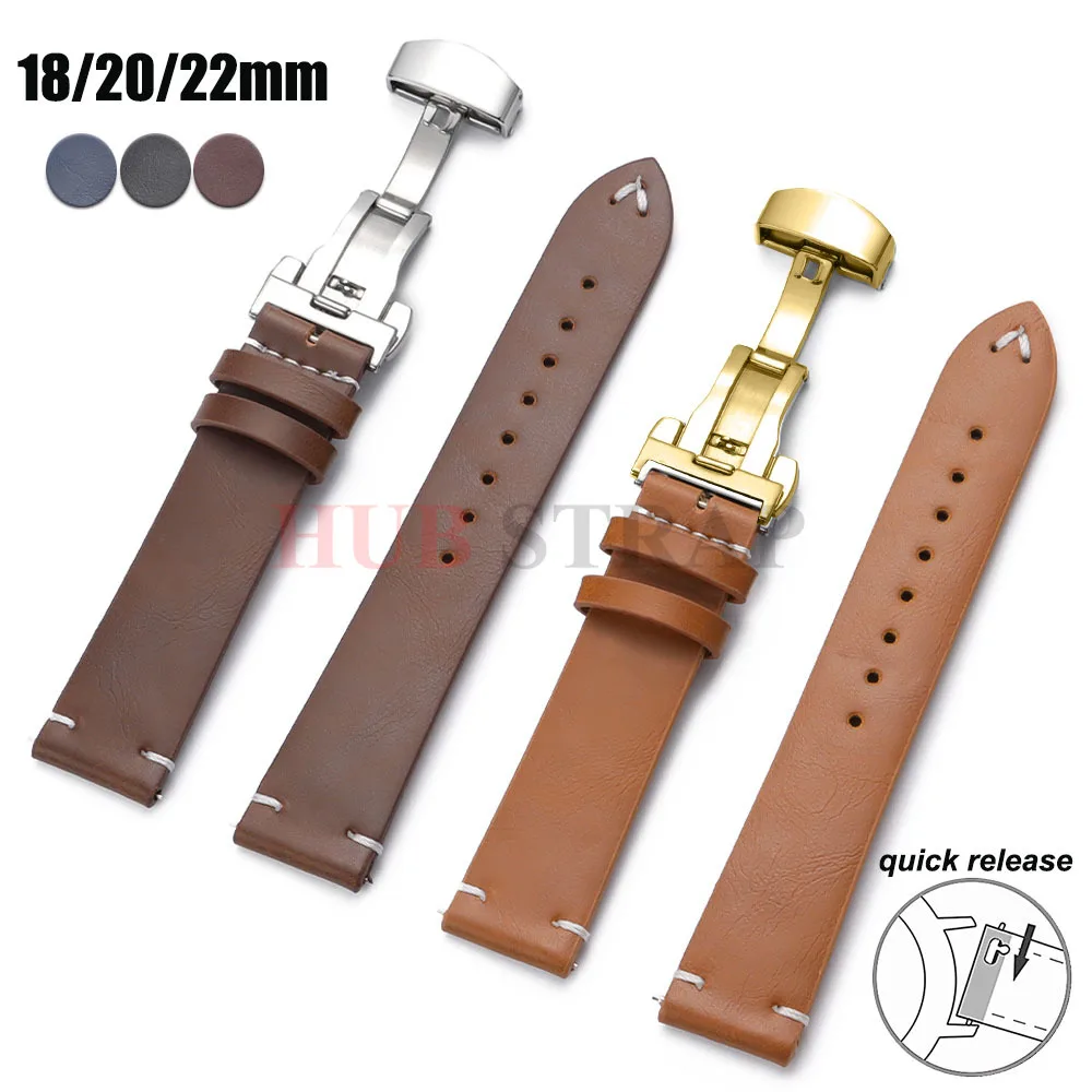 18 20 22 mm Armband aus Kalbsleder für Omega für Seiko Uhrenarmband Dunkelbraun für Casio für Rolex-Armband für Männer und Frauen Image