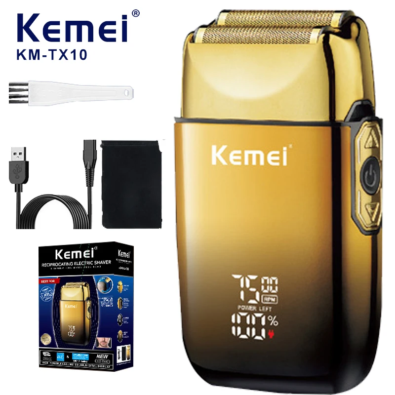 Kemei TX10 Elektrorasierer Haar wiederaufladbarer Bartfolienrasierer für Männer Glatze Rasieren für Männer Maschine Image