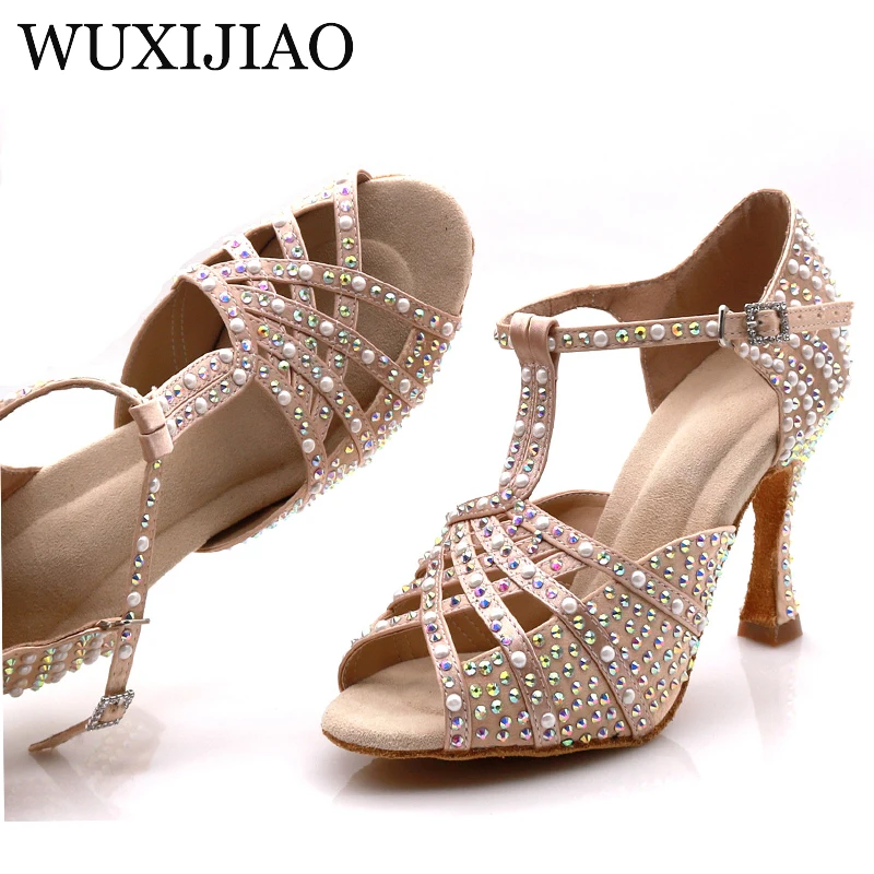 WUXIJIAO Latin Dance hohe Stiefel Schuhe weiche Sohle Schuhe Salsa Ballsaal Damen Mesh Tanzschuhe Kuba High Heels