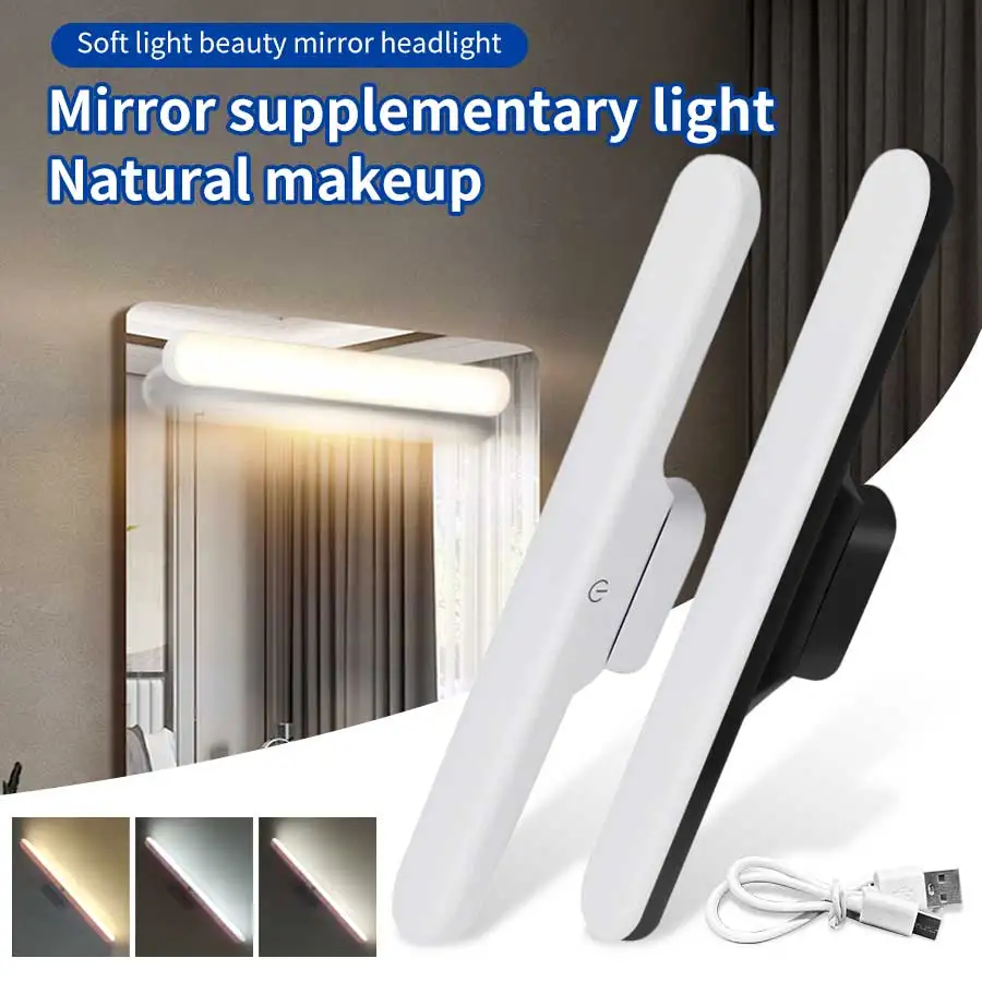 LED lampe de maquillage lumière 3 couleurs miroir lumière USB Rechargeable suspension lampe magnétique interrupteur tactile Selfie lumière placard éclairage