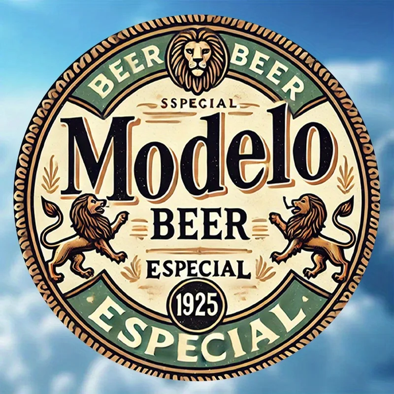 1 Stück, Modelo Especial, Vintage wiederverwendbares klassisches 20,3 cm rundes Metallschild, Bier der Ehre und Stärke, für Heim- und Wanddekorationskunst – Ausweis Image