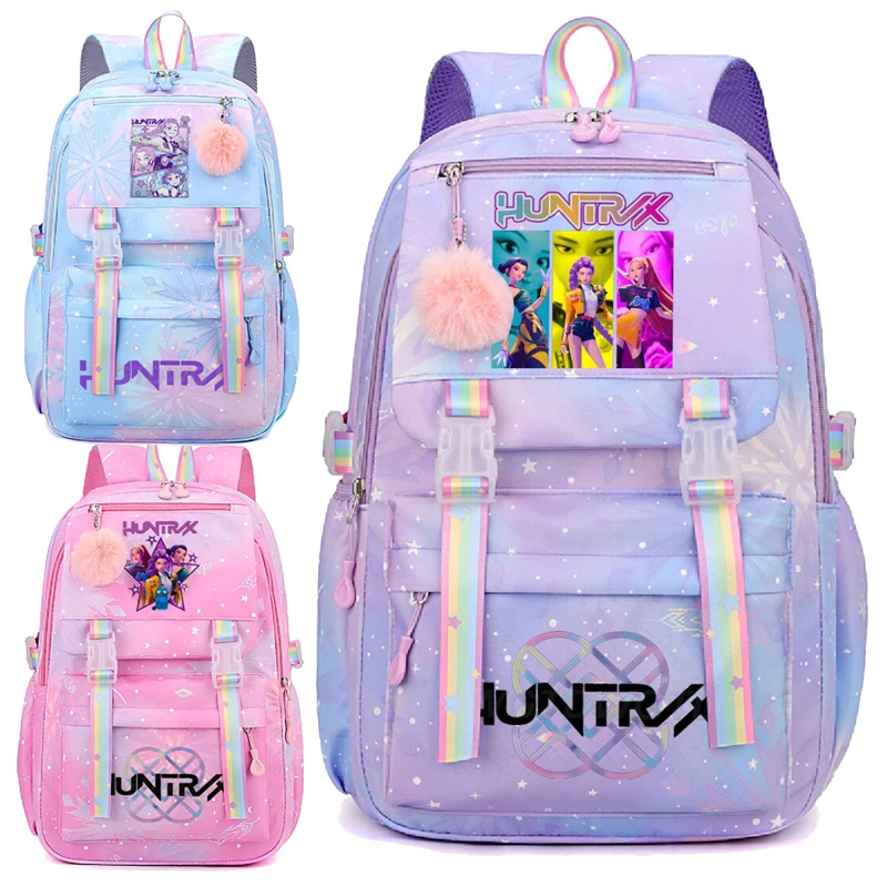KPop Demon Hunters sac d'école enfants étudiants Huntrix fille arc-en-ciel double sac à bandoulière garçons sac à dos pour ordinateur portable sac d'école en plein air