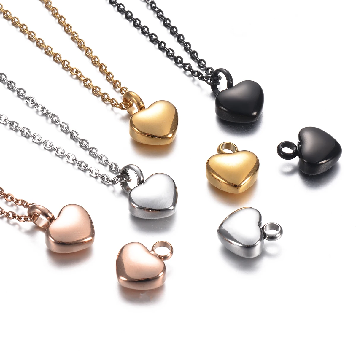 Ciondolo a forma di cuore piccolo in acciaio inossidabile Collana con ciondolo a forma di cuore cremazione che realizza gioielli commemorativi per le donne