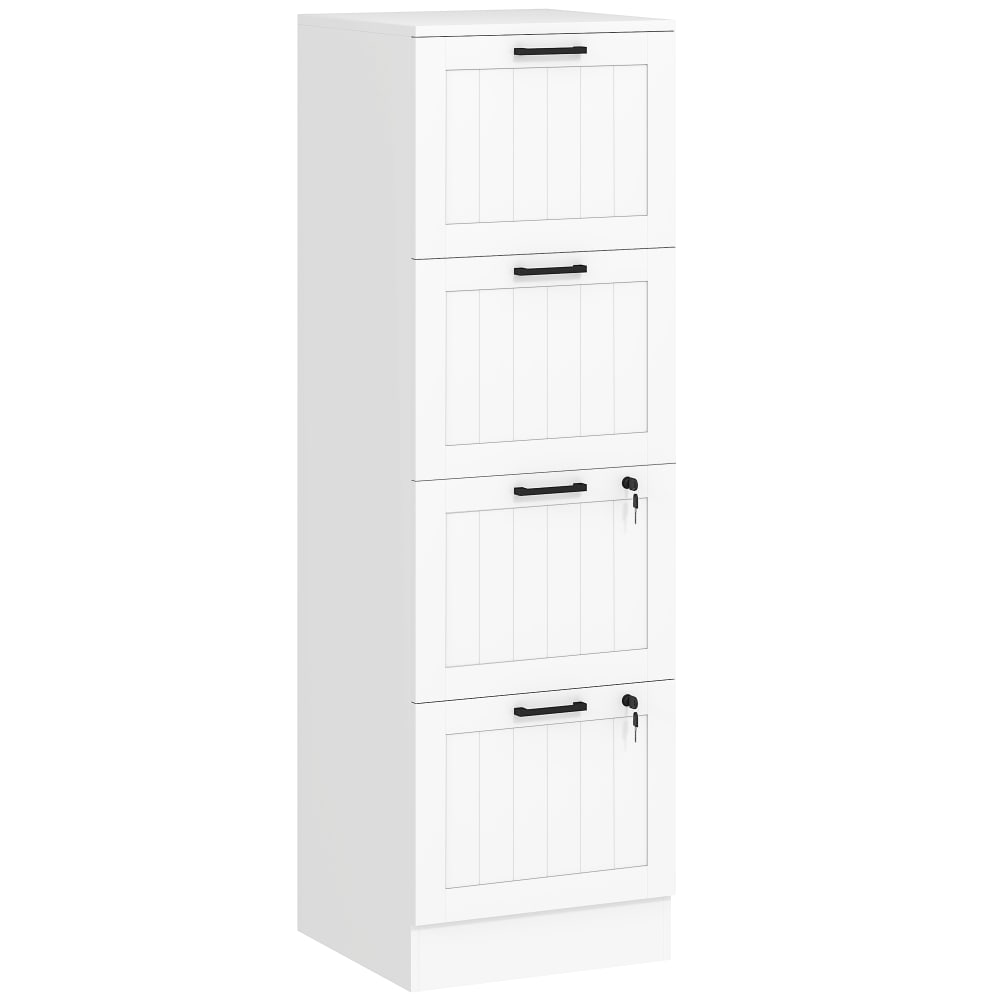 Caisson bureau mobile 4 tiroirs et serrure bois blanc