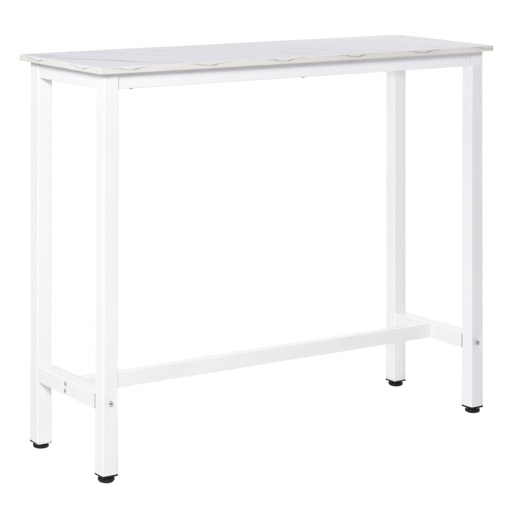 Table de bar 100 cm 4 pers. châssis acier plateau aspect marbre blanc