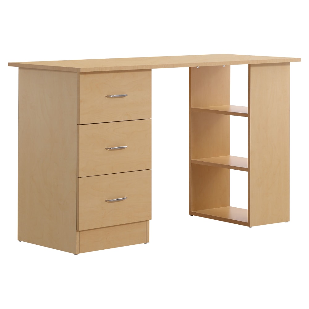 Bureau informatique multi-fonctions 3 tiroirs mdf bois clair