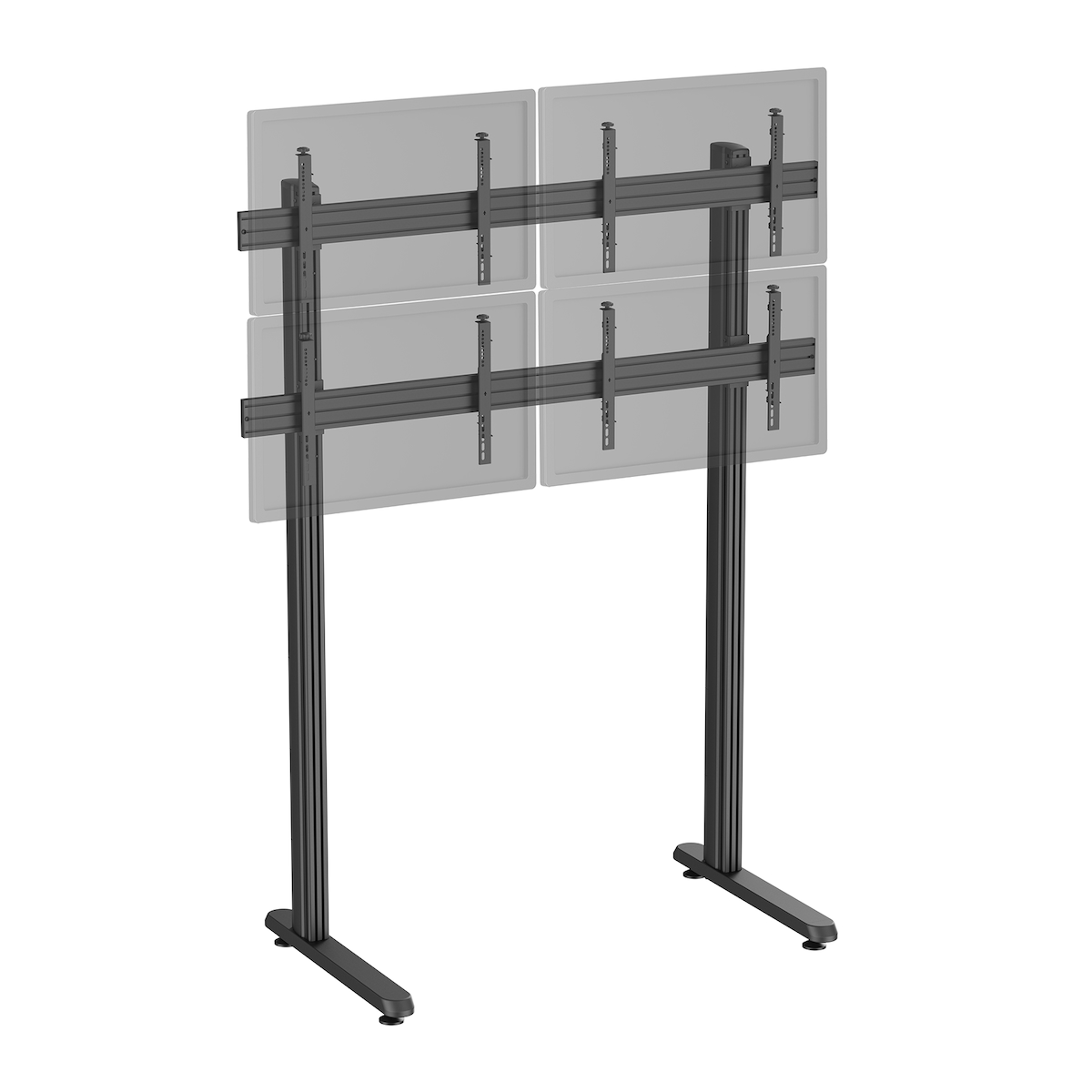 KIMEX - TV-Standfuß - Videowand mit 4 Bildschirmen 45''- 55'' Höhe 240cm zum Aufstellen schwarz Image