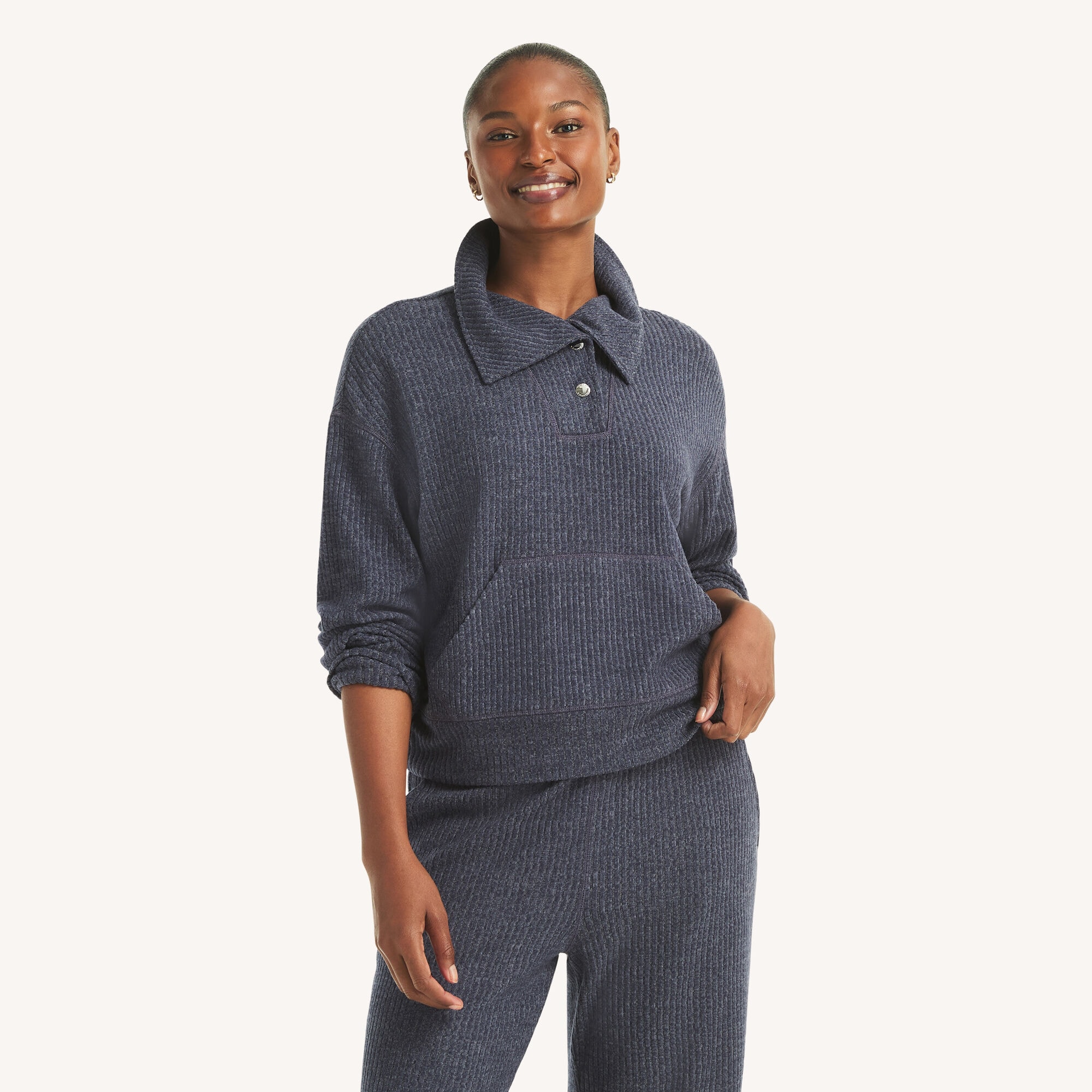 Nautica Women's Collared Sweatshirt 401 (Navy), XS