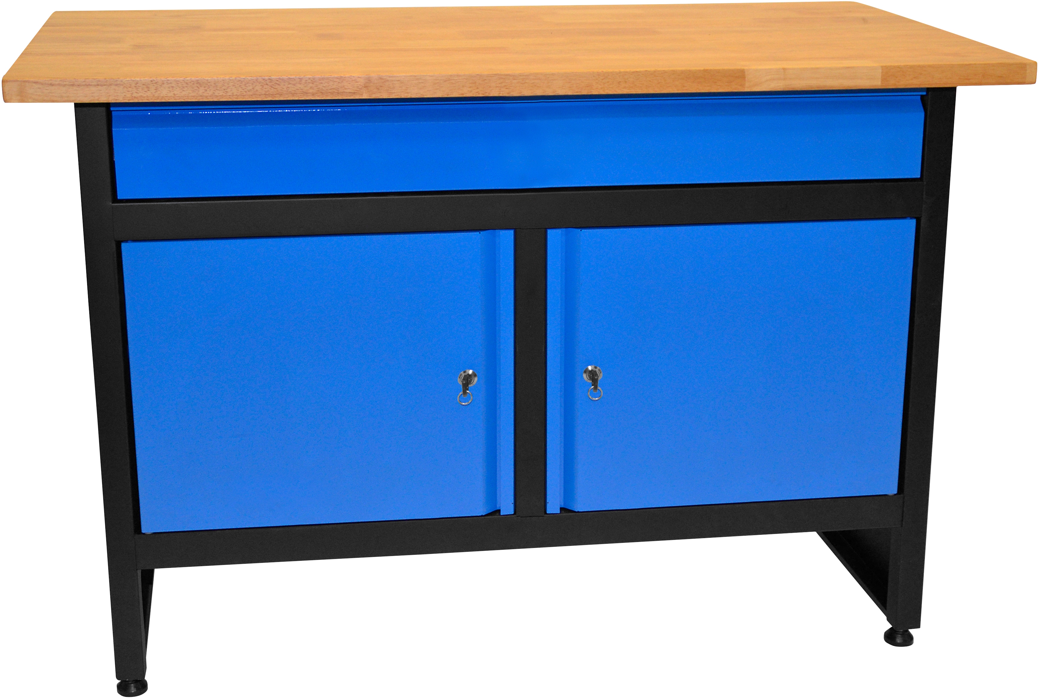 Werkbank GÜDE "GW 2T", blau (blau, schwarz), B:120cm, Holz, Stahl, Werkbänke, Breite: 120 cm