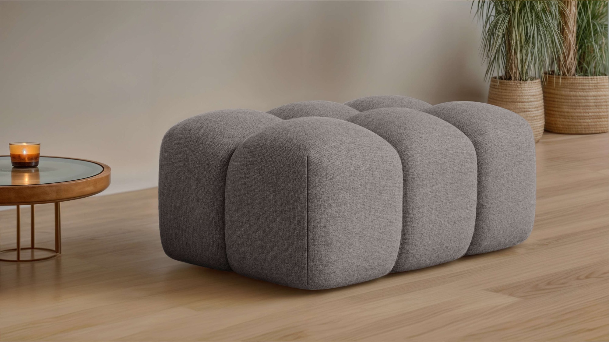 Polsterhocker OTTO HOME "KALLIE Sitzhocker, Bubble-Optik, Maße B/T/H: 90/60/44 cm", taupe, B:90cm H:44cm T:60cm, 100% Polyester, Hocker, Polsterhocker, moderne Steppung, hoher Sitzkomfort und modernes Design