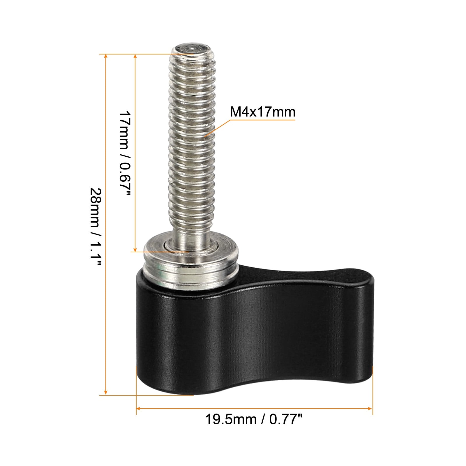 M4 Male Threading Rotating Knob, Adjustable Thumb Lever Screw with Single Wing for Camera Equipment