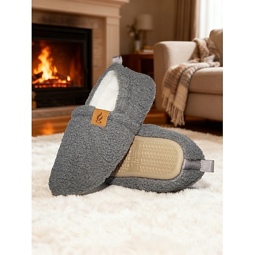 Damen-Hausschuhe aus Teddyfleece – weiche, kuschelige und warme Winterhausschuhe mit Kunstfell, Plüschfutter und rutschfester Sohle für Zuhause, Schlafzimmer und Entspannung Image
