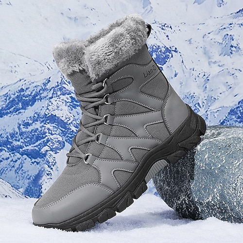 Weiße Herren-Winterstiefel – isoliert und wasserdicht, ideal für Winterwanderungen, Outdoor-Abenteuer und Schneewetter Image