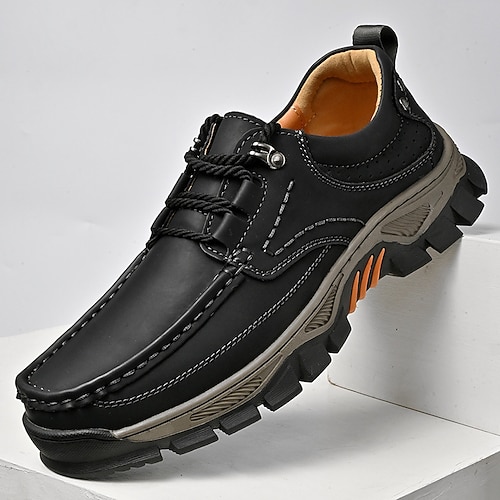 Herren Sneaker Retro Übergrössen Wandern Spaziergang Vintage Lässig Outdoor Täglich PU Leder Bequem Stiefeletten Schnürung Hellbraun Dunkelbraun Schwarz Image