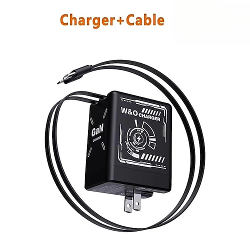 Tragbares 120-W-Schnellladegerät mit USB-C- und Lightning-Kabel, geeignet für iPhone 15/16/17 und Samsung, Gaming- und Reisegeräte, kompaktes Design, passend für europäische Stecker. Image