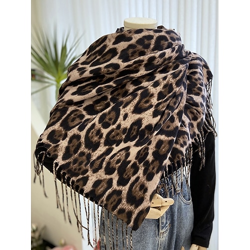 Damenschal mit Leopardenmuster – weicher und bequemer Polyesterstoff, in verschiedenen Farben erhältlich, perfekt für Freizeit und Winter. Image