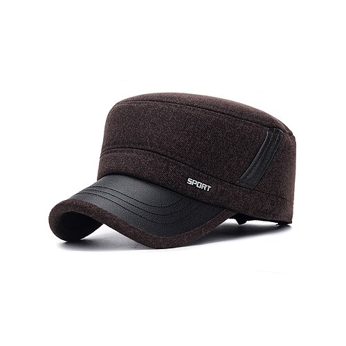 Herren-Wintermütze aus Polyester mit umklappbaren Ohrenklappen, stylisch und warm, ideal für kaltes Wetter im Freien Image