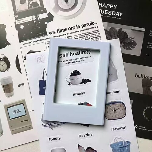 Boho-Stil, länglicher, 7,6 cm (3 Zoll) breiter, horizontaler magnetischer Fotorahmen aus Kunststoff, für Fujifilm Instax-Negative, zur Fotopräsentation, zum Festhalten schöner Momente, für Büro, Image