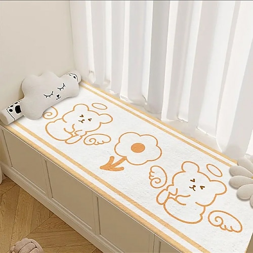 Läuferteppich mit niedlichem Welpenmotiv, weicher Kunstkaschmir-Fußmatte, dicker, gemütlicher Fenster- und Sitzteppich, ideal für Schlafzimmer, Balkon oder als Dekoration für Zuhause. Image