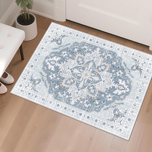 Fußmatte im marokkanischen Boho-Stil, rutschfest, strapazierfähig und schmutzabweisend, stilvolles Boho-Muster für Eingangsbereich, Flur und Wohnbereich Image