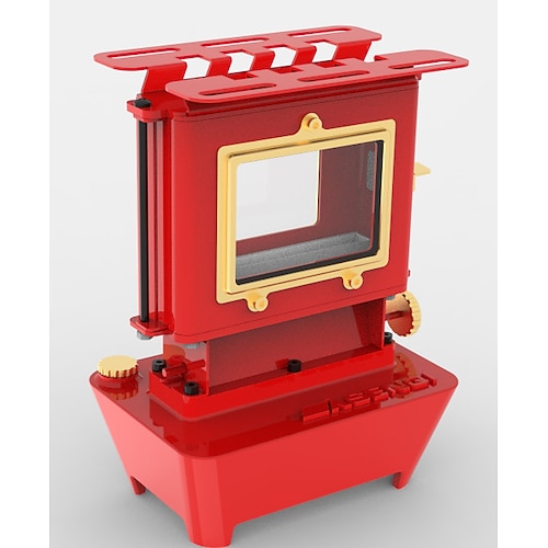 Vintage-Kohleofen, Feuerstelle für den Außenbereich mit Glasscheibe, robuste Metallkonstruktion, kein Stromanschluss erforderlich, für Camping, Grillen im Garten, Tee Kochen, tragbarer Campingkocher, Image