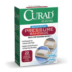 Curad Pressure Adhesive Bandage - 100 - 1" x 2.75" - Green - 100 / Box