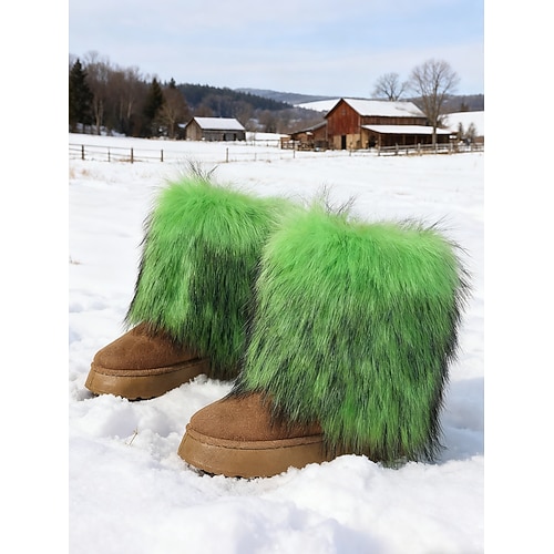 Rote Damen-Winterstiefel aus Kunstfell – kuschelige Schneestiefel mit weichem Futter, bequem für Winterspaziergänge und lässige Kleidung bei kaltem Wetter Image