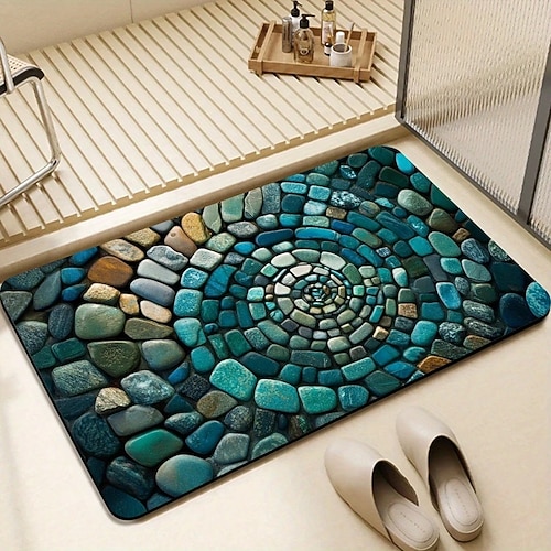 Schnell trocknender absorbierender rutschfester Badematte Badezimmer Duschbodenmatte für Badewanne Spüle Eingangsbereich Diatomit 20 x 31 Zoll Image