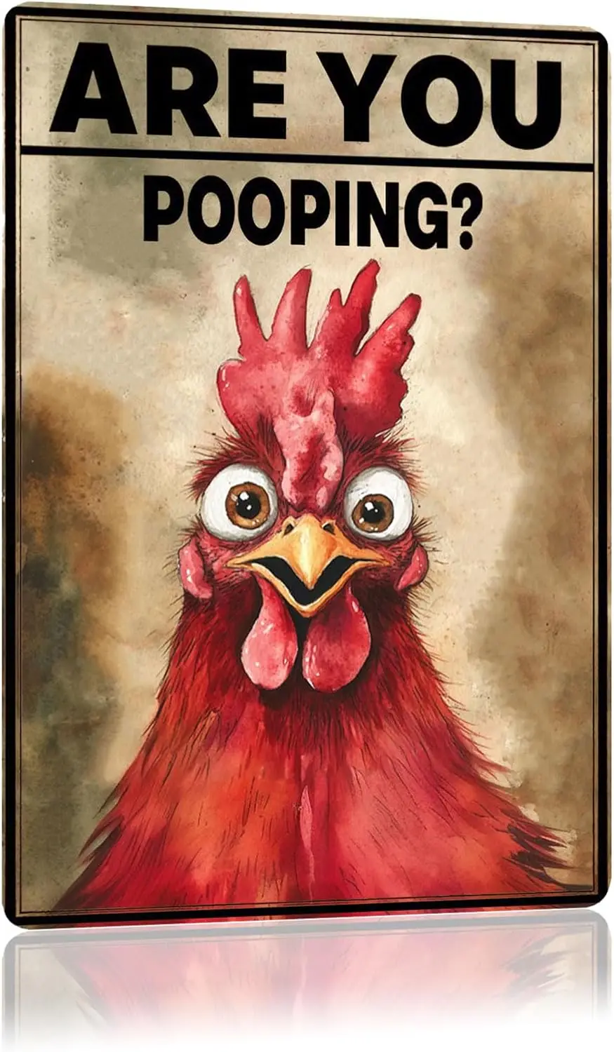 Are You Pooping Tin Sign Funny Chicken Metal Signs Wall Decor for Farmhouse Bathroom Chicken Coop Yard Outdoor 12×8 Inch-Aluminu