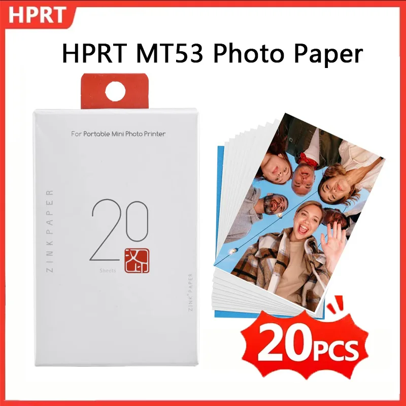 HPRT MT53 papier Photo couleur 2x3 pouces Photo à dos collant 10/20/40/100 pièces pour imprimante Photo de poche HPRT MT53