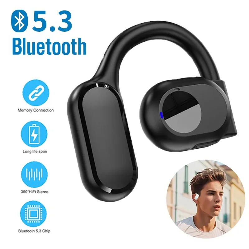 Drahtlose Bluetooth 5,3 Kopfhörer HiFi Stereo Ohrbügel Musik Sport Kopfhörer Noise Cancelling Headset Mit HD Mic Für Handy Image
