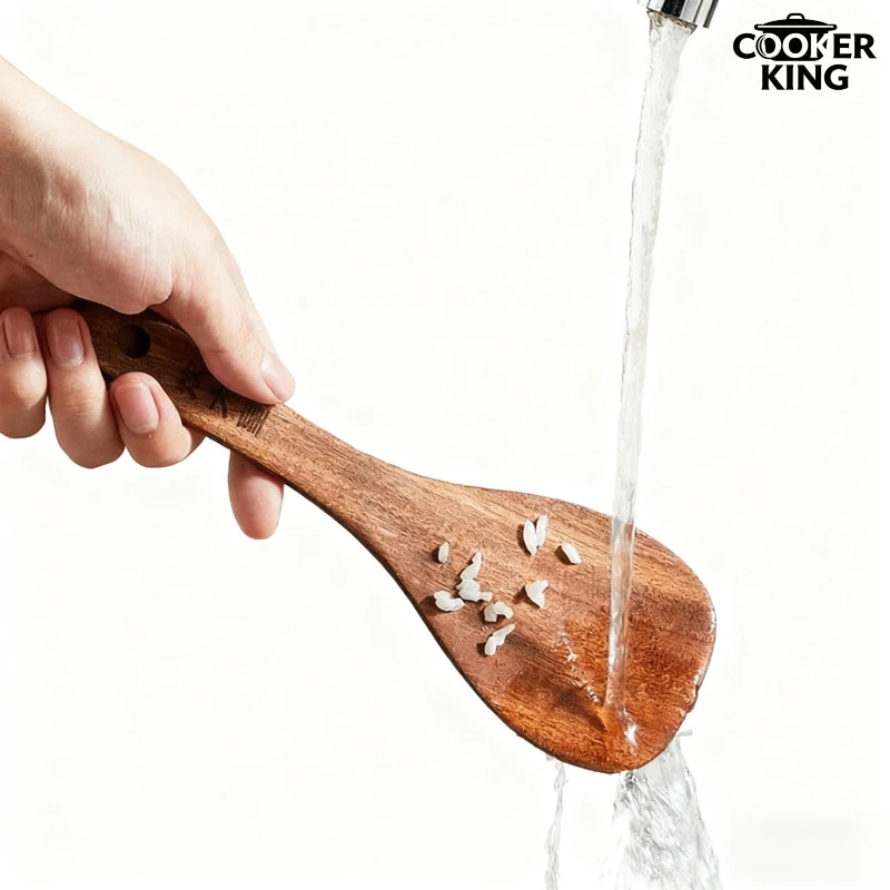 COOKER KING Spatel aus Ebenholz, Haushaltsgebrauch, unbemalt, unbefeuchtet, verlängerter, hitzebeständiger Kochspatel mit Antihaftbeschichtung. Image