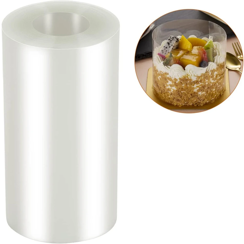 Cake Edge 4,5 x 20 cm/12,5 transparente Seidenblattrolle, staubdicht, beschlagfrei und antistatisch, zum Backen, Kantendekoration Image