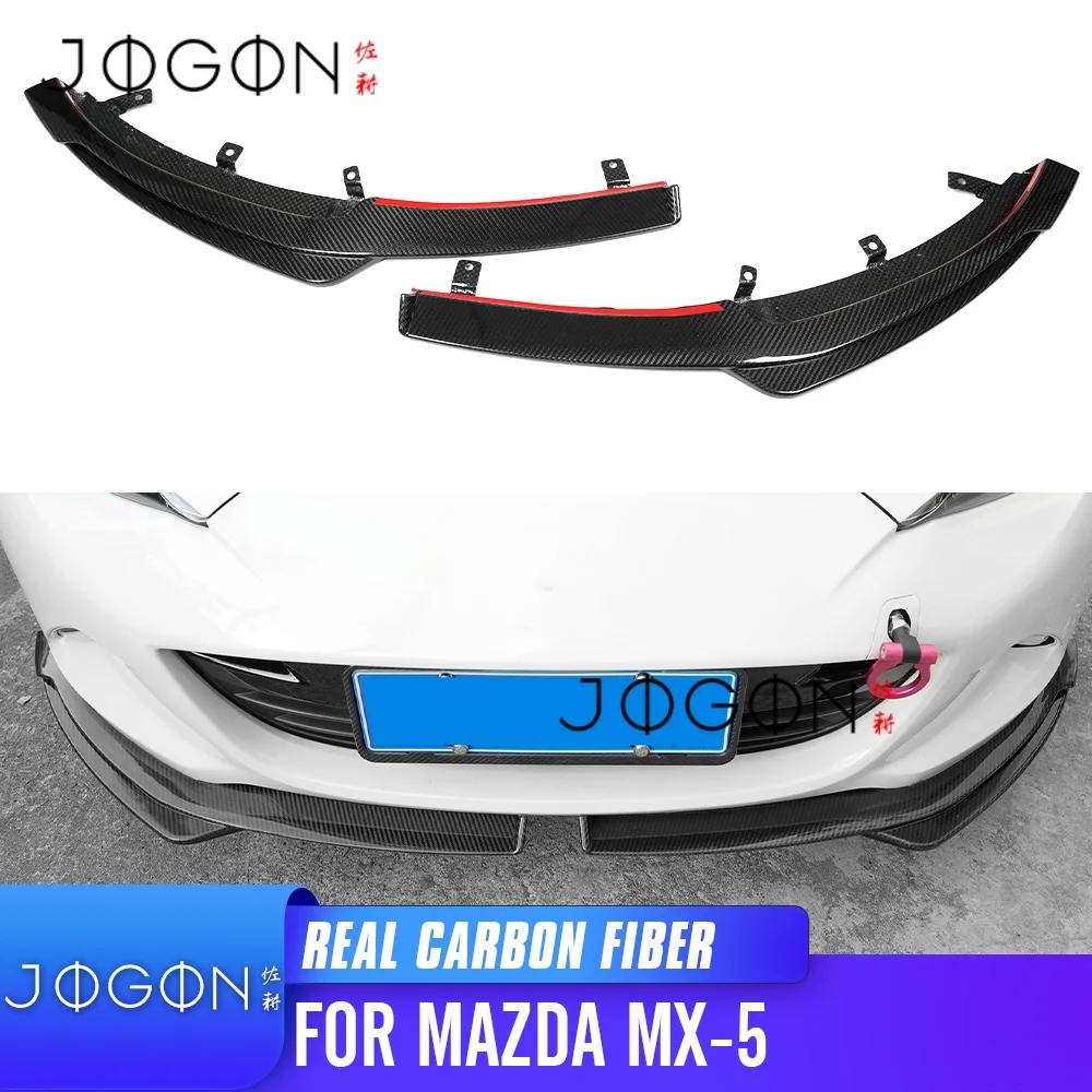2 pezzi per Mazda MX-5 MX5 Miata ND 2016-2023 fibra di carbonio esterno auto paraurti anteriore Splitter labbro spoiler corpo kit copertura trim