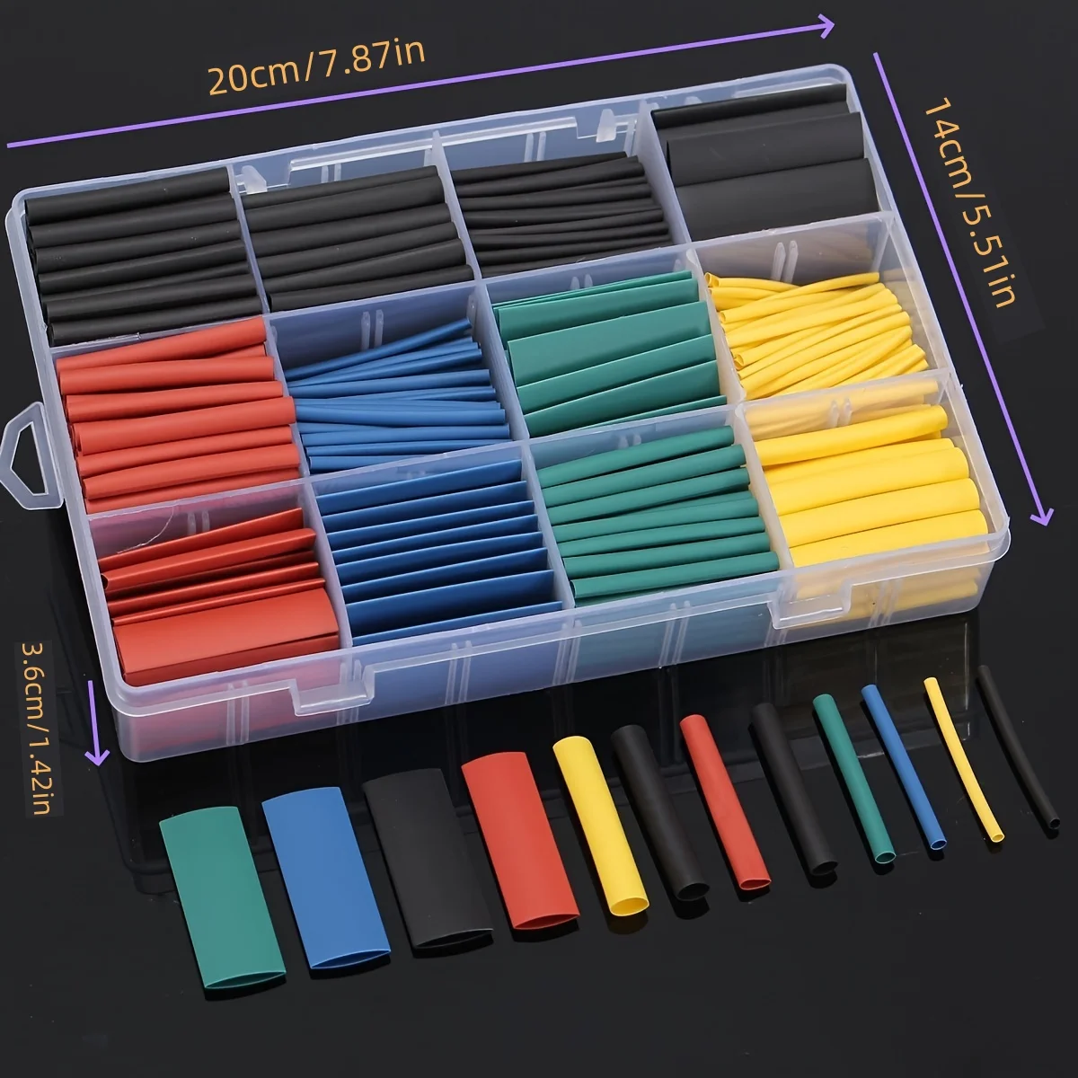 530PCS Boxed Wärmeschrumpfende Passende Rohr Farbe Wärmeschrumpfschlauch Kombination Image