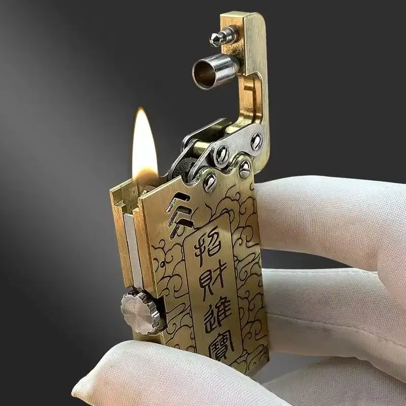 Alien Trench Handmade Pure Copper Kerosen Nassau Ultradünne Drachenzunge Sechste Generation Feuerzeug Retro Feuerzeug Image