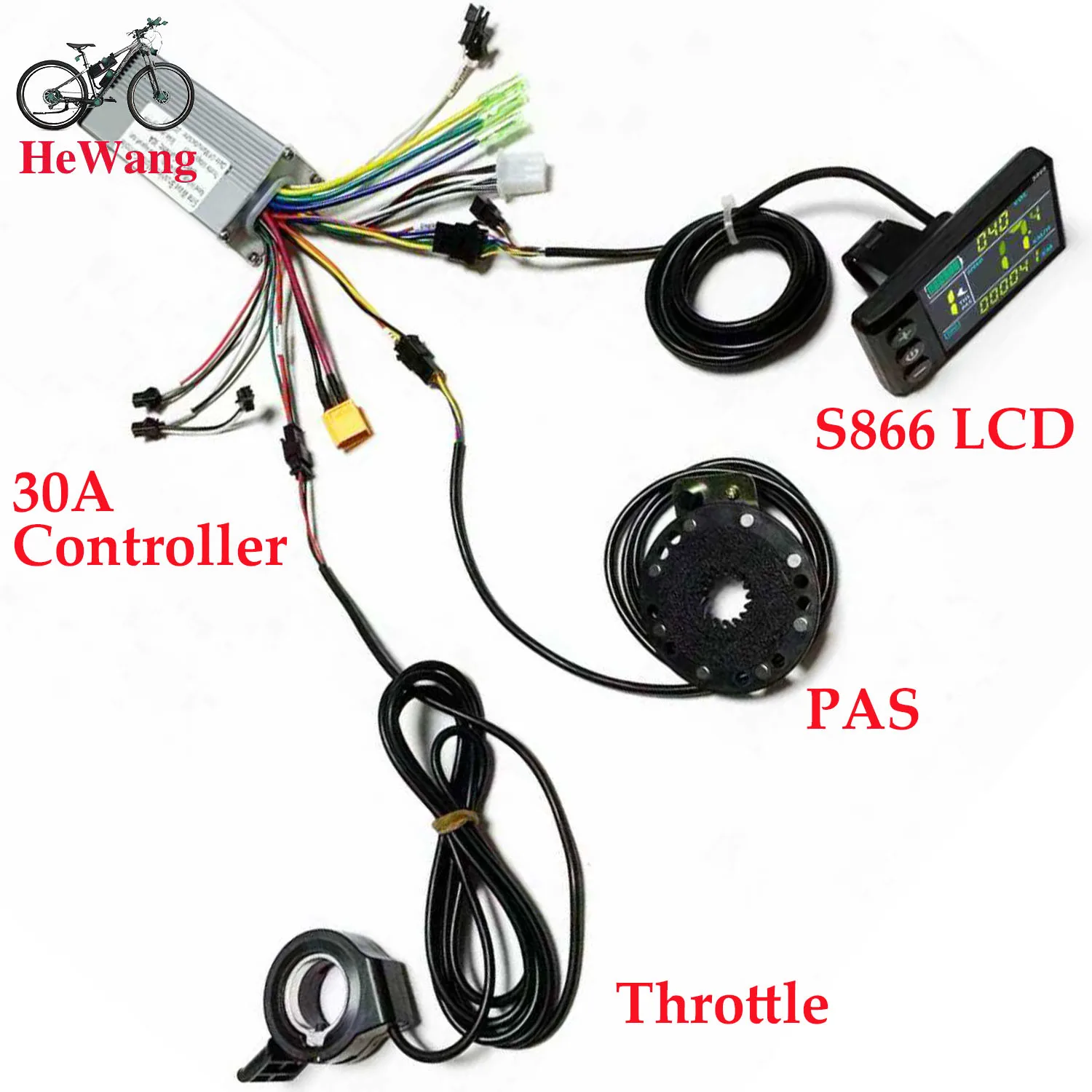 24V 36V 48V 500W-1000W 30A Sinuswellen-Bürstenloser Motorcontroller mit S866-LCD-Display und PAS und Drosselklappe für E-Scooter E-Bike Image