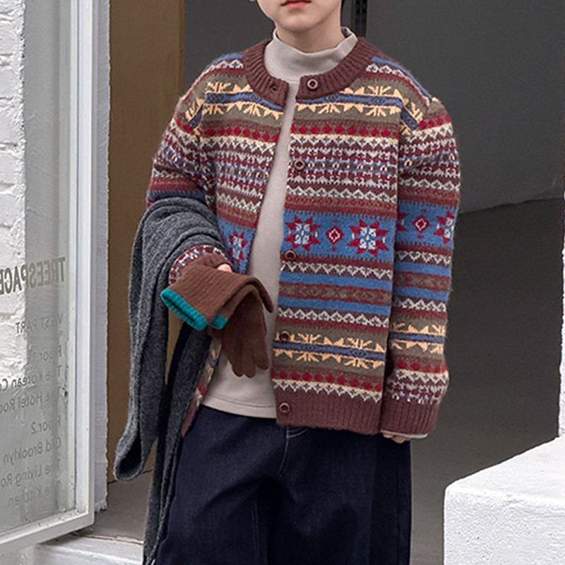 Kids Boys' Sweater Graphic Long Sleeve Buttons Outdoor Fashion Brown Fall Clothes 4-12 Years