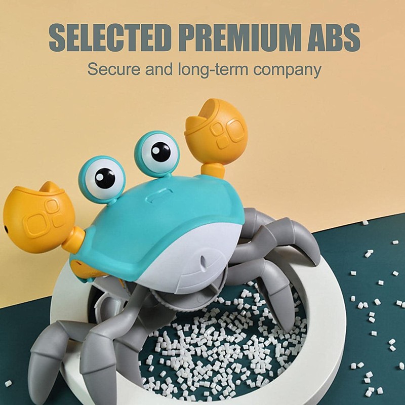 Pet Toy Crawling Crab Toy with Music and LED Light for Dog Crab Crawling Toy USB Charging Baby Crawling Toy Automatically Avoid Obstacles