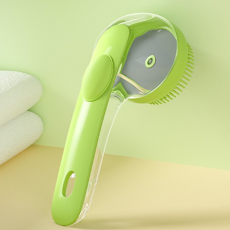 Dog Shampoo Brush with Soap Dispenser Shampoo Massage Bath Brush Long Handle for Shower Daily Cleaning