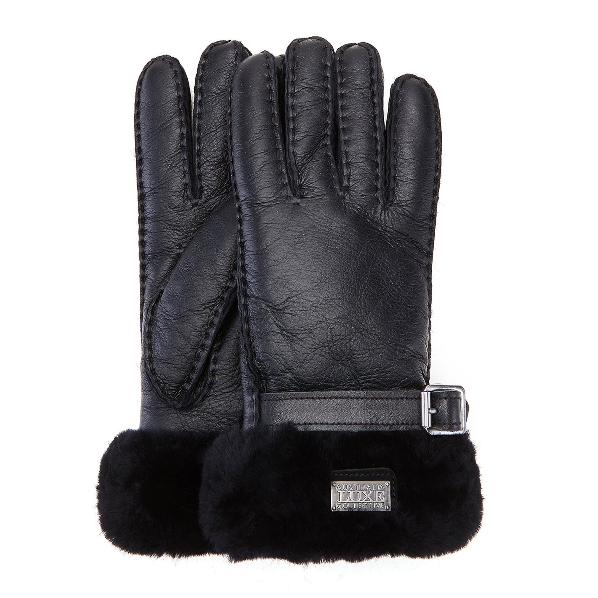 Stulpenhandschuhe aus schwarzem Leder Image