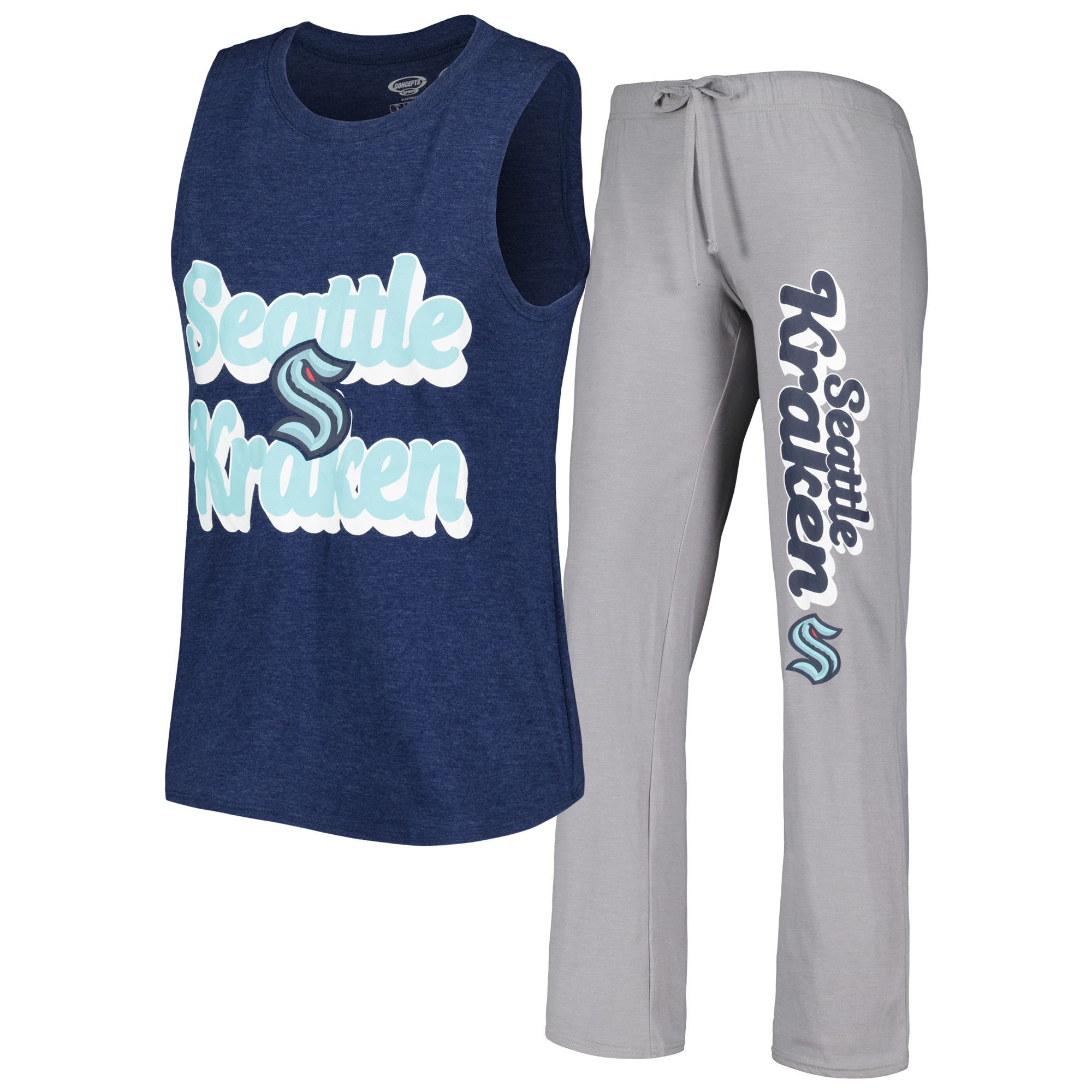 Concepts Sport Damen-Schlafanzug-Set in Tiefseeblau/Grau mit Seattle Kraken Meter Muskelshirt und Hose Image