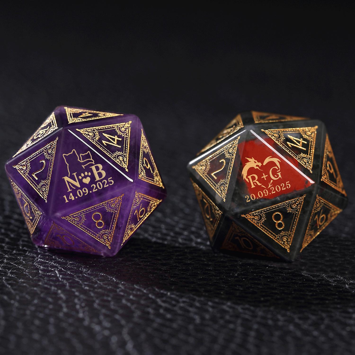 Dadi personalizzati per matrimonio / Dadi personalizzati D20 / Dungeons & Dragons / Dadi DND / Dadi di pietra / Dadi neri / Dadi dello sposo / Dadi de
